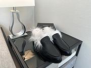 Okify CC Black Leather White Fur Women Loafers  - 1