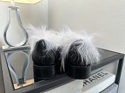 Okify CC Black Leather White Fur Women Loafers  - 5