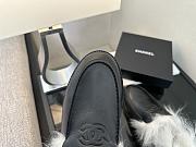 Okify CC Black Leather White Fur Women Loafers  - 4