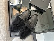 Okify CC Black Leather Black Fur Women Loafers  - 6