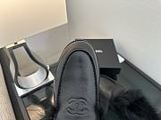 Okify CC Black Leather Black Fur Women Loafers  - 5