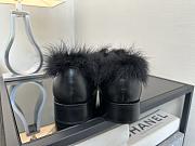 Okify CC Black Leather Black Fur Women Loafers  - 4