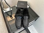 Okify CC Black Leather Black Fur Women Loafers  - 3