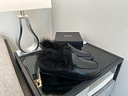 Okify CC Black Leather Black Fur Women Loafers  - 2