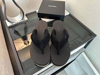 Okify CC Women Black Platform Thong Sandals 30087