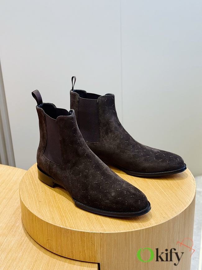 Okify Gucci Brown Suede Men Boots (has big size) - 1