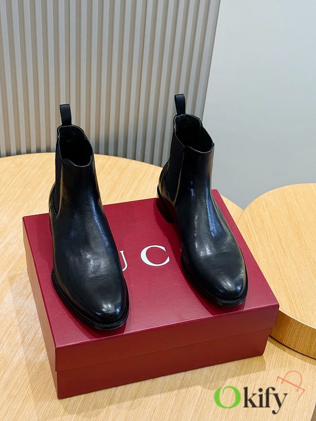 Okify Gucci Black Leather Men Boots (has big size) 30097 - 1