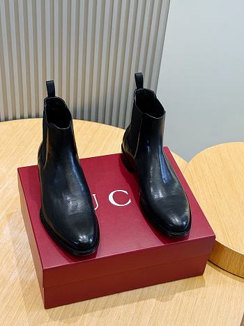Okify Gucci Black Leather Men Boots (has big size) 30097