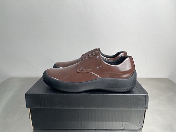 Okify Prada Men Brown Patent Chunky Sneakers