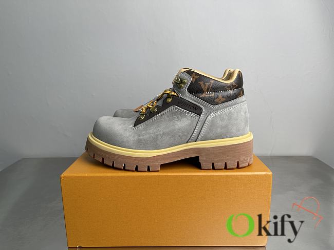 Okify Louis Vuitton Remix Gray Suede Men Boots - 1