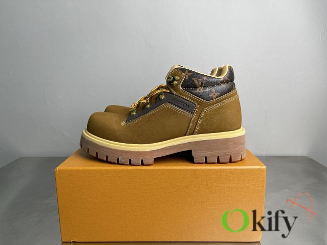Okify Louis Vuitton Remix Mustard Brown Suede Men Boots - 1