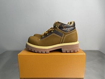 Okify Louis Vuitton Remix Mustard Brown Suede Men Boots