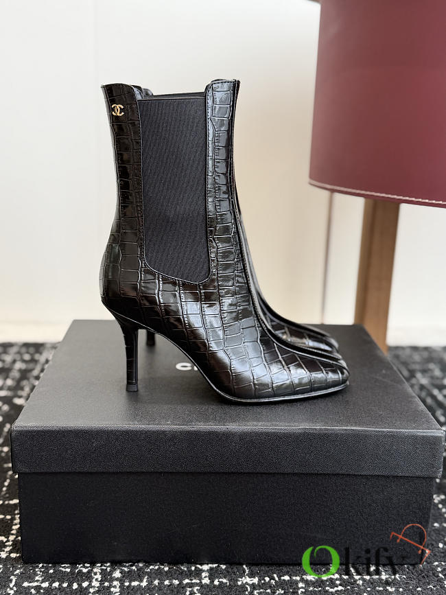 Okify CC Black Crocodile Women Boots 8.5cm - 1