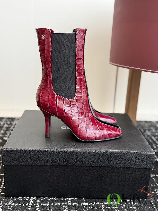 Okify CC Red Crocodile Women Boots 8.5cm - 1