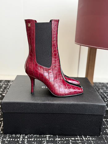 Okify CC Red Crocodile Women Boots 8.5cm