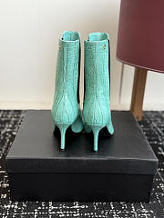 Okify Blue Brown Crocodile Women Boots 8.5cm - 5