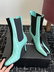 Okify Blue Brown Crocodile Women Boots 8.5cm - 3