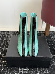 Okify Blue Brown Crocodile Women Boots 8.5cm - 2
