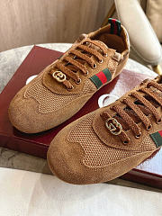 Okify Gucci Shift Brown Suede Women Sneakers - 6