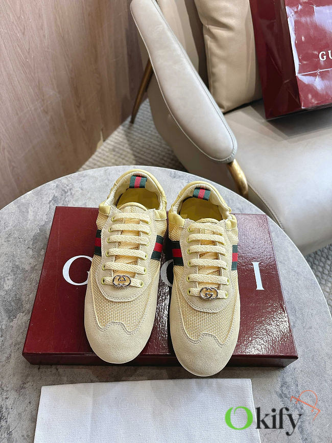 Okify Gucci Shift Yellow Suede Women Sneakers - 1