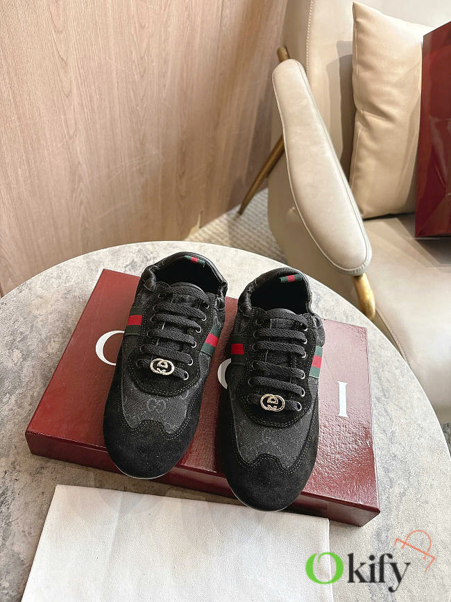 Okify Gucci Shift Black Suede Women Sneakers - 1