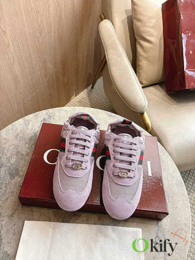Okify Gucci Shift Purple Suede Women Sneakers - 1
