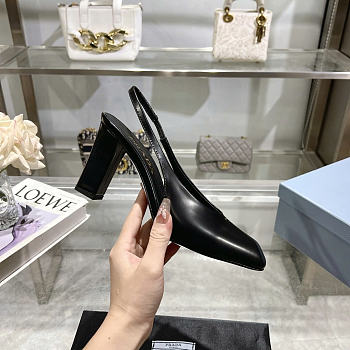 Okify Prada Black Leather Slingback Heels 8.5cm