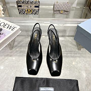Okify Prada Black Leather Slingback Heels 8.5cm - 5