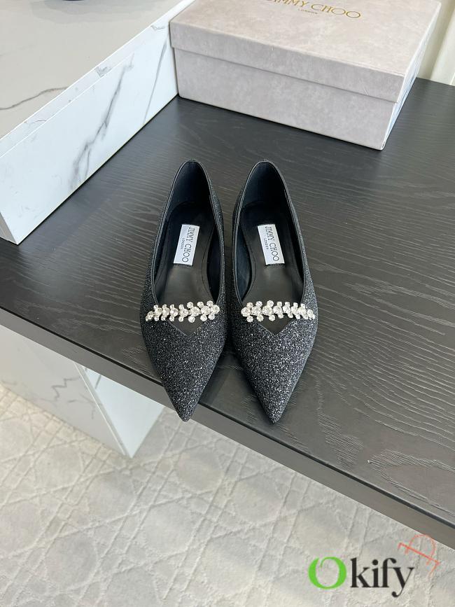 Okify Jimmy Choo Black Ballet Shoes (has big size) - 1