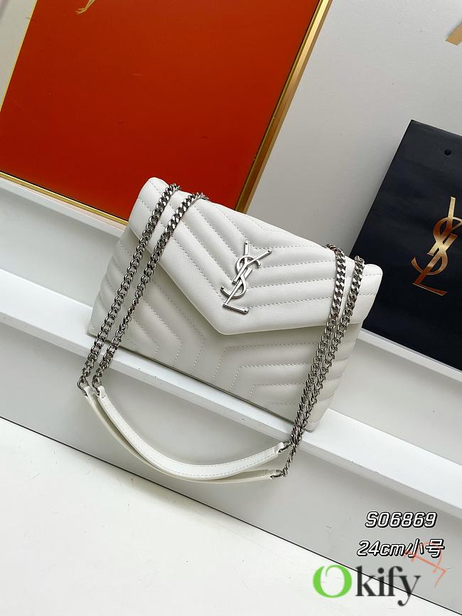 Okify YSL Loulou Small Bag White Silver Hardware 24x18x9cm - 1