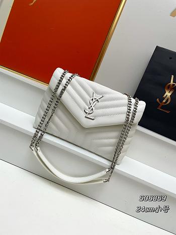 Okify YSL Loulou Small Bag White Silver Hardware 24x18x9cm
