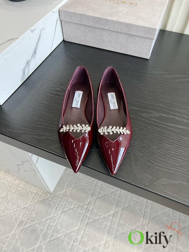 Okify Jimmy Choo Red Patent Ballet Shoes (has big size) - 1