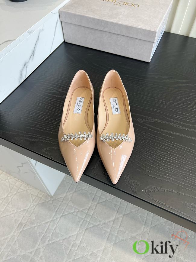 Okify Jimmy Choo Nude Patent Ballet Shoes (has big size) - 1