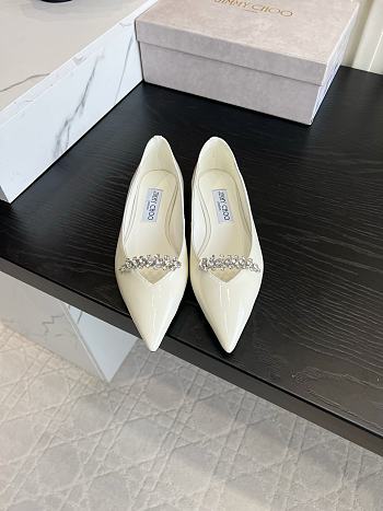 Okify Jimmy Choo White Patent Ballet Shoes (has big size)