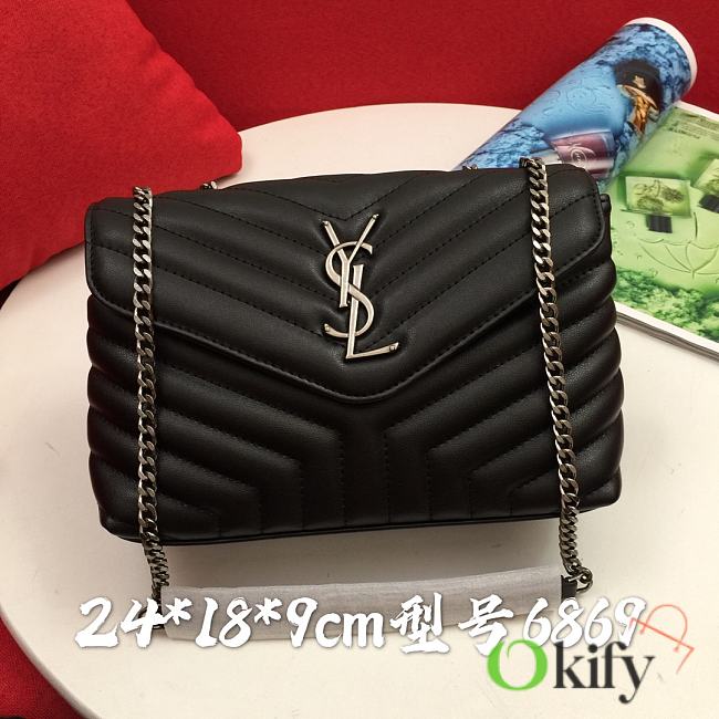 Okify YSL Loulou Small Bag Black Silver Hardware 24x18x9cm - 1