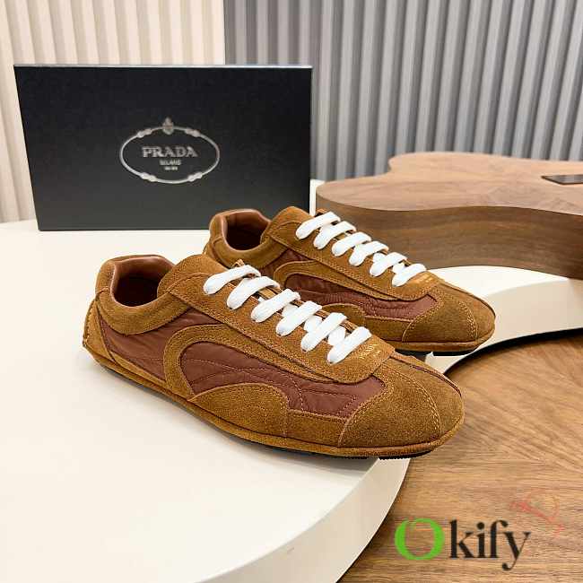 Okify Prada Montecarlo Brown Suede Men Sneakers  - 1