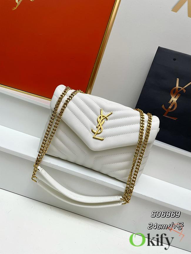 Okify YSL Loulou Small Bag White Gold Hardware 24x18x9cm - 1