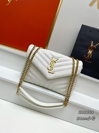 Okify YSL Loulou Small Bag White Gold Hardware 24x18x9cm