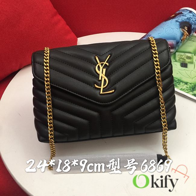 Okify YSL Loulou Small Bag Black Gold Hardware 24x18x9cm - 1