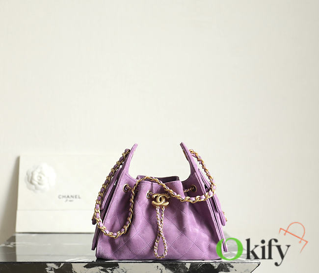 Okify CC 25 Hobo Mini Bag Purple Suede 20x22x12.5cm - 1