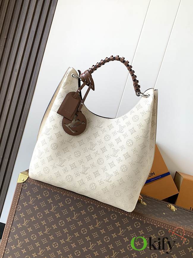 Okify Louis Vuitton Carmel Mahina Boho Bag Cream Beige M53188 35x40x17cm  - 1