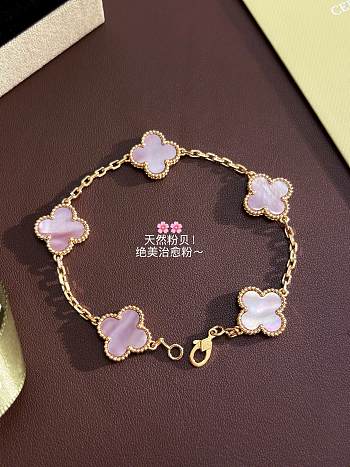 Okify VCA Alhambra Gold Bracelet 5 Pink Charms