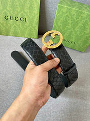 Okify Gucci Black Leather Belt Gold Hardware 3.8cm  - 6