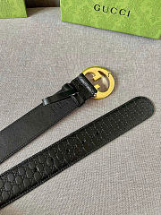 Okify Gucci Black Leather Belt Gold Hardware 3.8cm  - 5