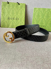 Okify Gucci Black Leather Belt Gold Hardware 3.8cm  - 4