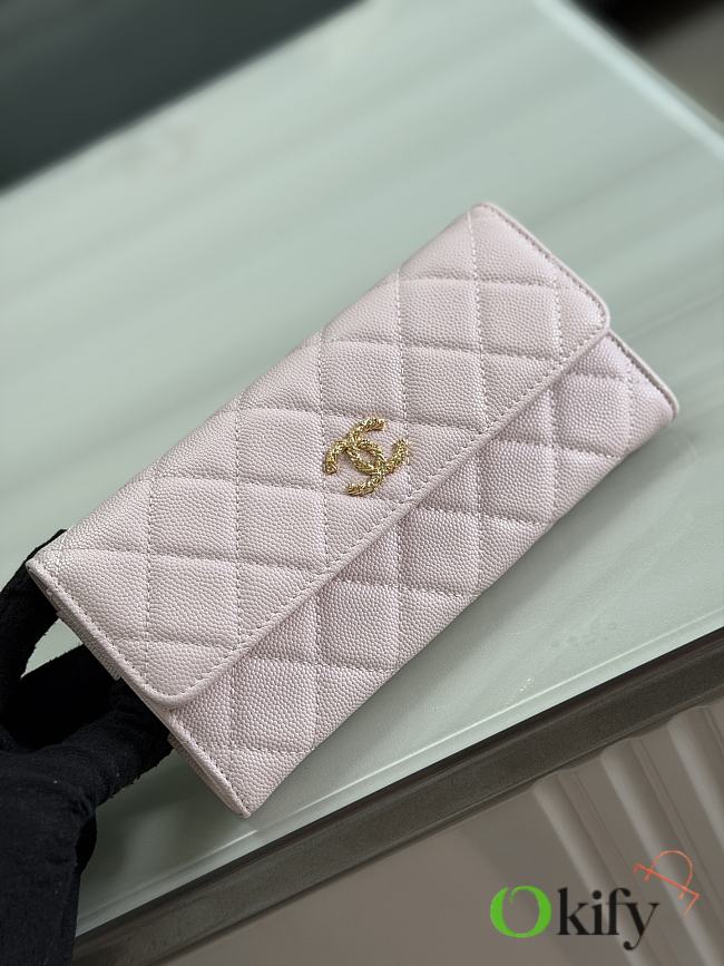 Okify CC 26P Pink Caviar Long Wallet 19x10x3cm  - 1