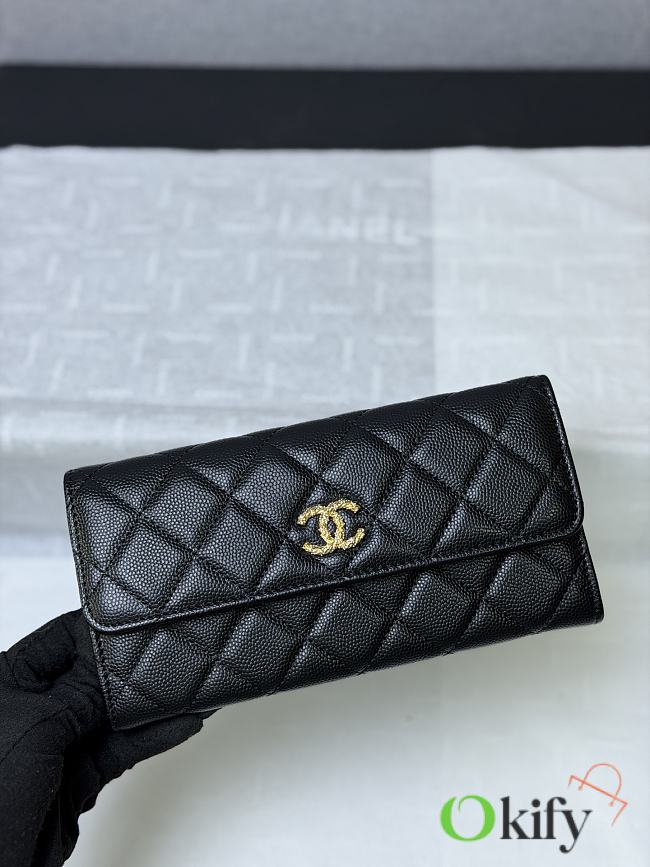 Okify CC 26P Black Caviar Long Wallet 19x10x3cm  - 1