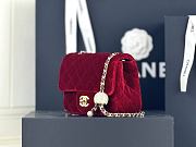 Okify CC Flap Bag Red Velvet With Diamond Ball AS1786 18x13x7cm - 6