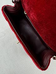 Okify CC Flap Bag Red Velvet With Diamond Ball AS1786 18x13x7cm - 4