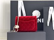 Okify CC Flap Bag Red Velvet With Diamond Ball AS1786 18x13x7cm - 3